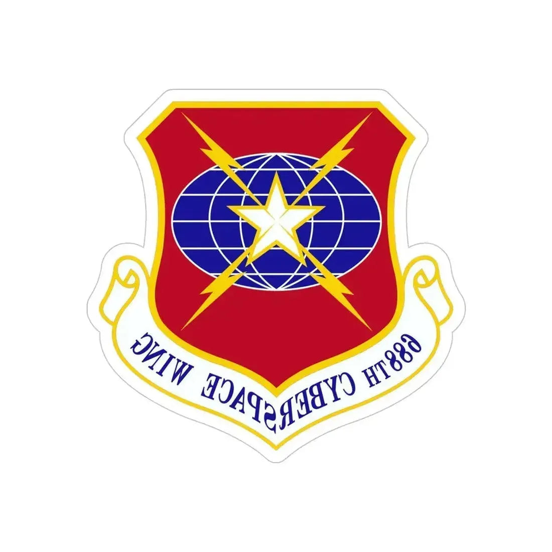 688 Cyberspace Wing ACC (U.S. Air Force) REVERSE PRINT Transparent Die-Cut STICKER 5 Inch Die-Cut Transparent - The Sticker Space