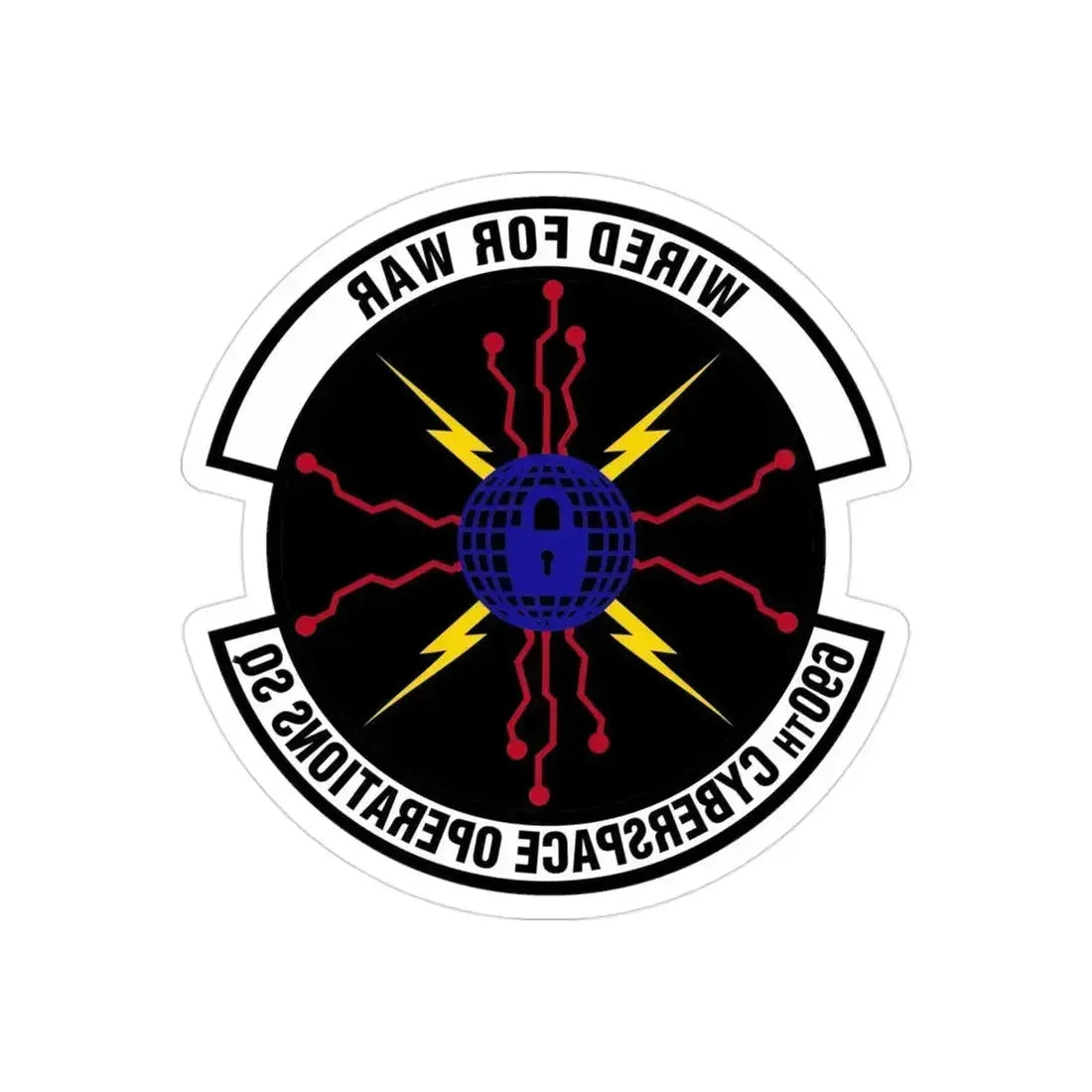690 Cyberspace Operations Squadron AFSPC (U.S. Air Force) REVERSE PRINT Transparent Die-Cut STICKER 3 Inch Die-Cut Transparent - The Sticker Space