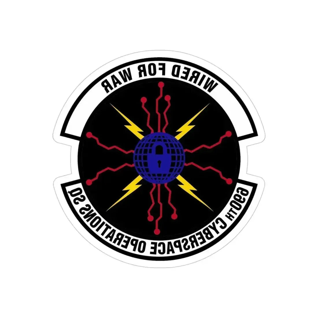 690 Cyberspace Operations Squadron AFSPC (U.S. Air Force) REVERSE PRINT Transparent Die-Cut STICKER 4 Inch Die-Cut Transparent - The Sticker Space