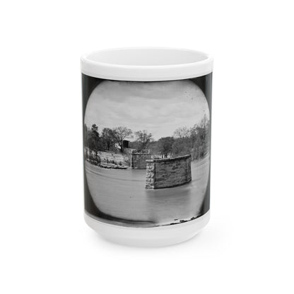 Richmond, Va. Ruins Of Richmond & Danville Railroad Bridge; The City Beyond (U.S. Civil War) White Coffee Mug