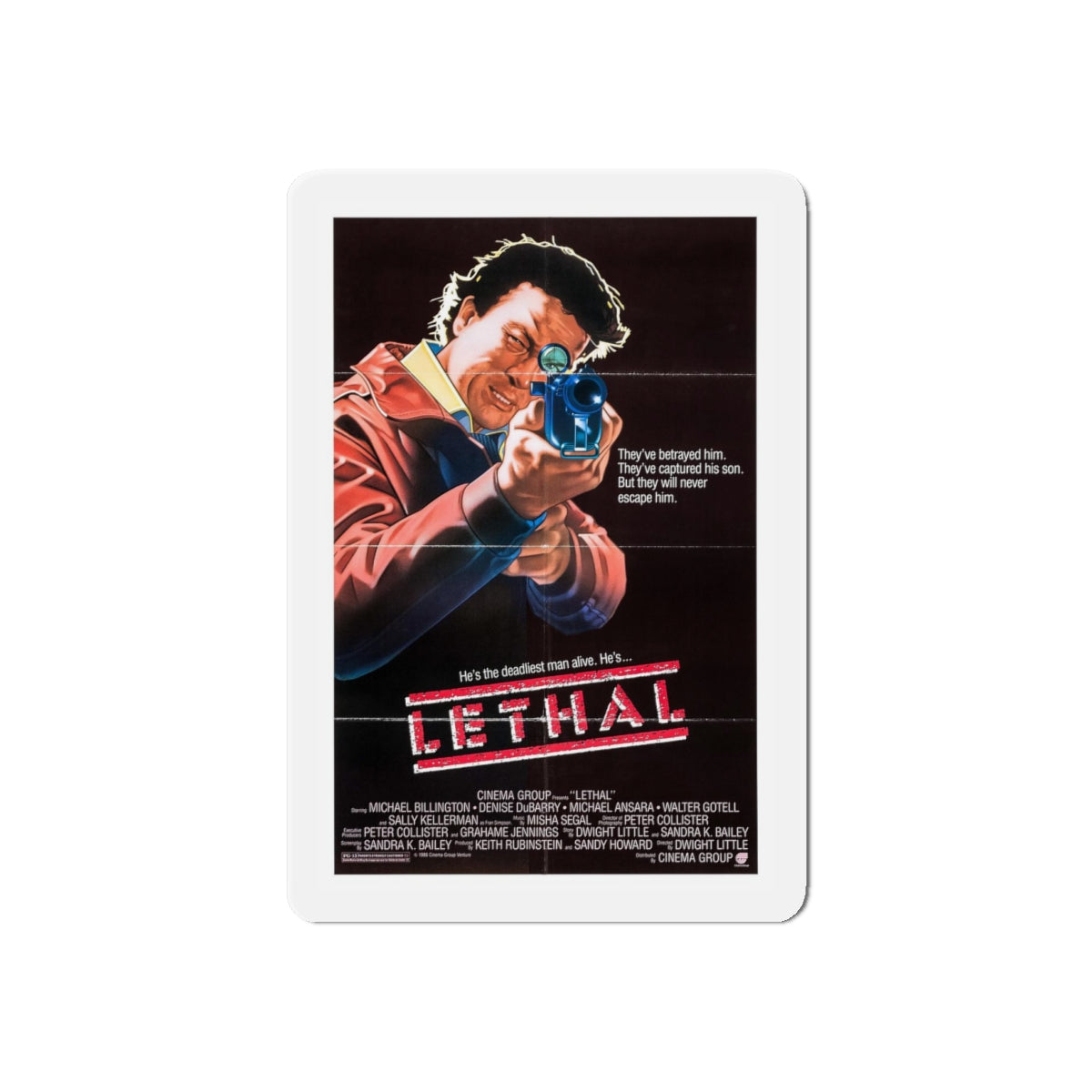 LETHAL 1985 Movie Poster - Refrigerator Magnet-4" x 4"-Die-Cut-1 pc-The Sticker Space