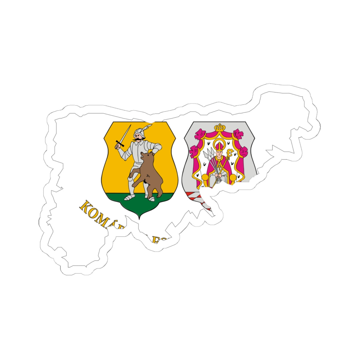 Flag-map of Komarom-Esztergom County (Hungary) STICKER Vinyl Kiss-Cut Decal