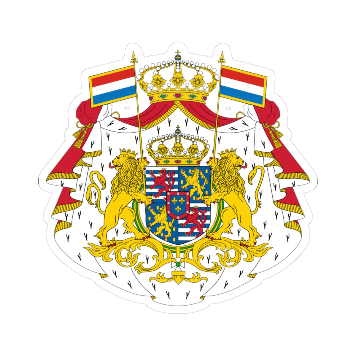 Armoiries Luxembourg Bourbon avec ornements 2 (Spain) (Coat of Arms) STICKER Vinyl Kiss-Cut Decal