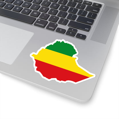 Flag map of Ethiopia 1993-1996 (Ethiopia) STICKER Vinyl Kiss-Cut Decal