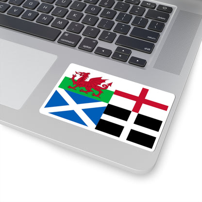 Flags of Wales England Scotland and Cornwall (England) STICKER Vinyl Kiss-Cut Decal