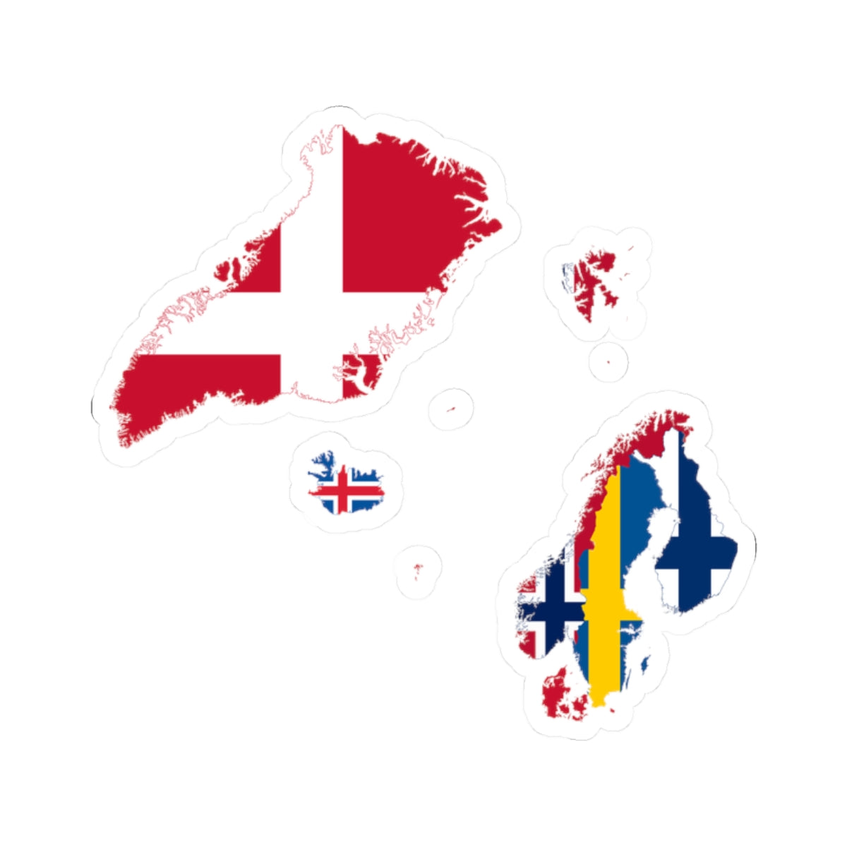 Flag map of the Nordic countries (Denmark) STICKER Vinyl Kiss-Cut Decal