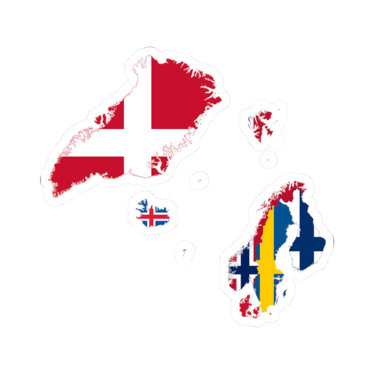 Flag map of the Nordic countries (Denmark) STICKER Vinyl Kiss-Cut Decal