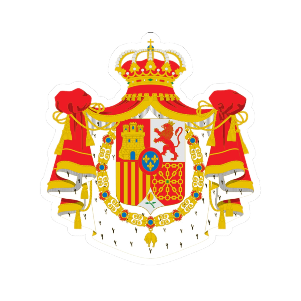 Armas abreviadas del rey de España 1864-1931 (Spain) (Coat of Arms) STICKER Vinyl Kiss-Cut Decal