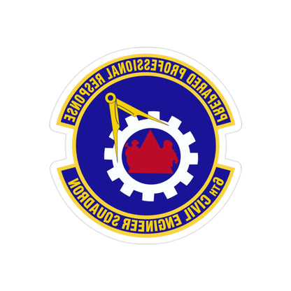 6th Civil Engineer Squadaron (U.S. Air Force) REVERSE PRINT Transparent STICKER-2" × 2"-The Sticker Space