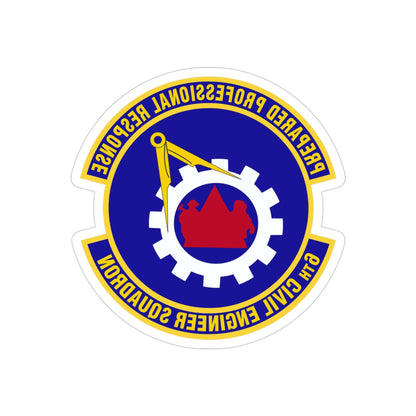 6th Civil Engineer Squadaron (U.S. Air Force) REVERSE PRINT Transparent STICKER-3" × 3"-The Sticker Space