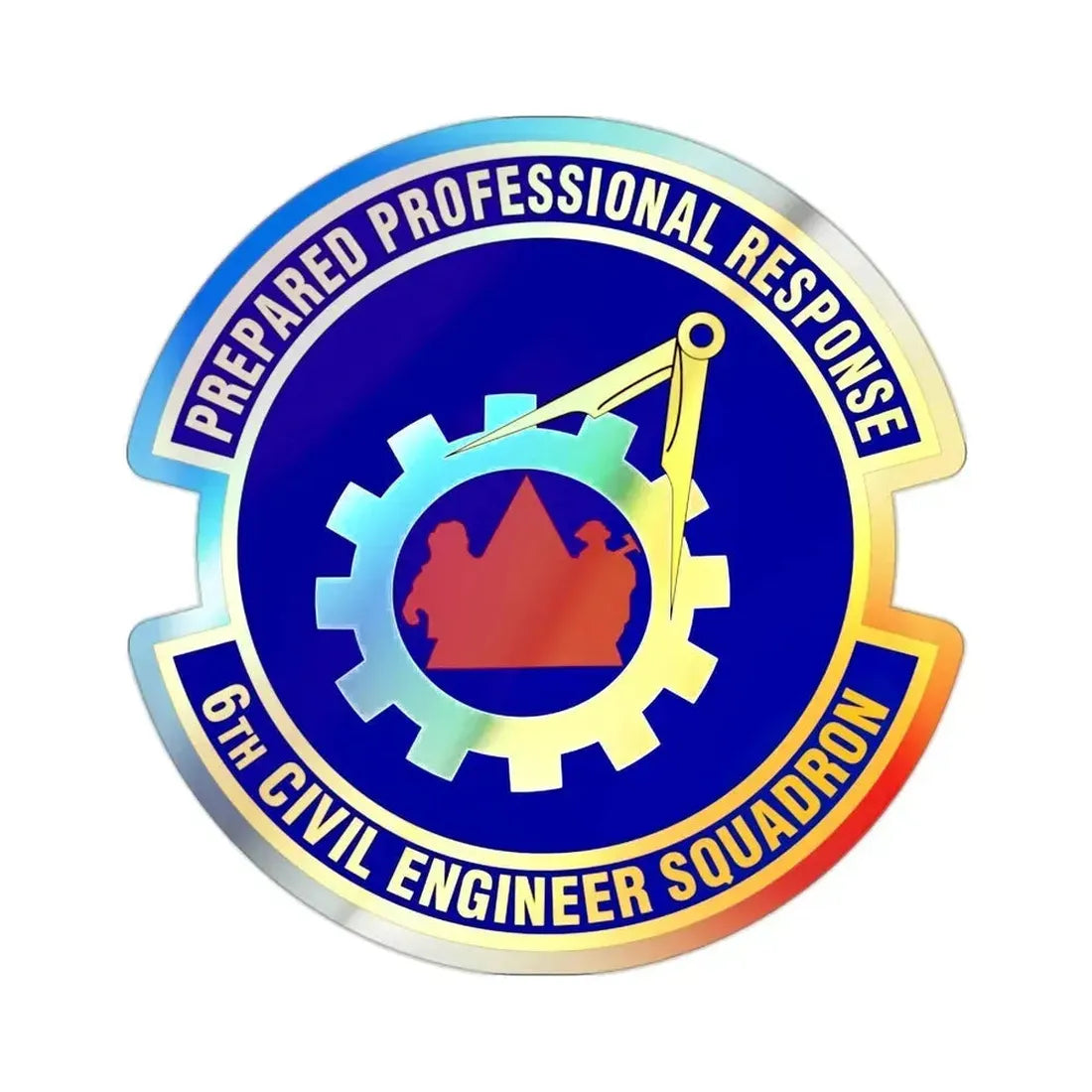 6th Civil Engineer Squadaron (U.S. Air Force) Holographic STICKER Die-Cut Vinyl Decal 2 Inch Holographic - The Sticker Space