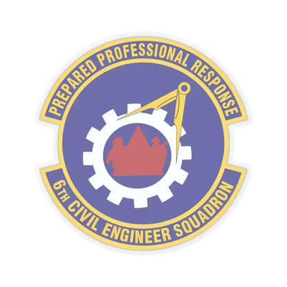 6th Civil Engineer Squadaron (U.S. Air Force) STICKER Vinyl Kiss-Cut Decal 3 Inch Transparent - The Sticker Space