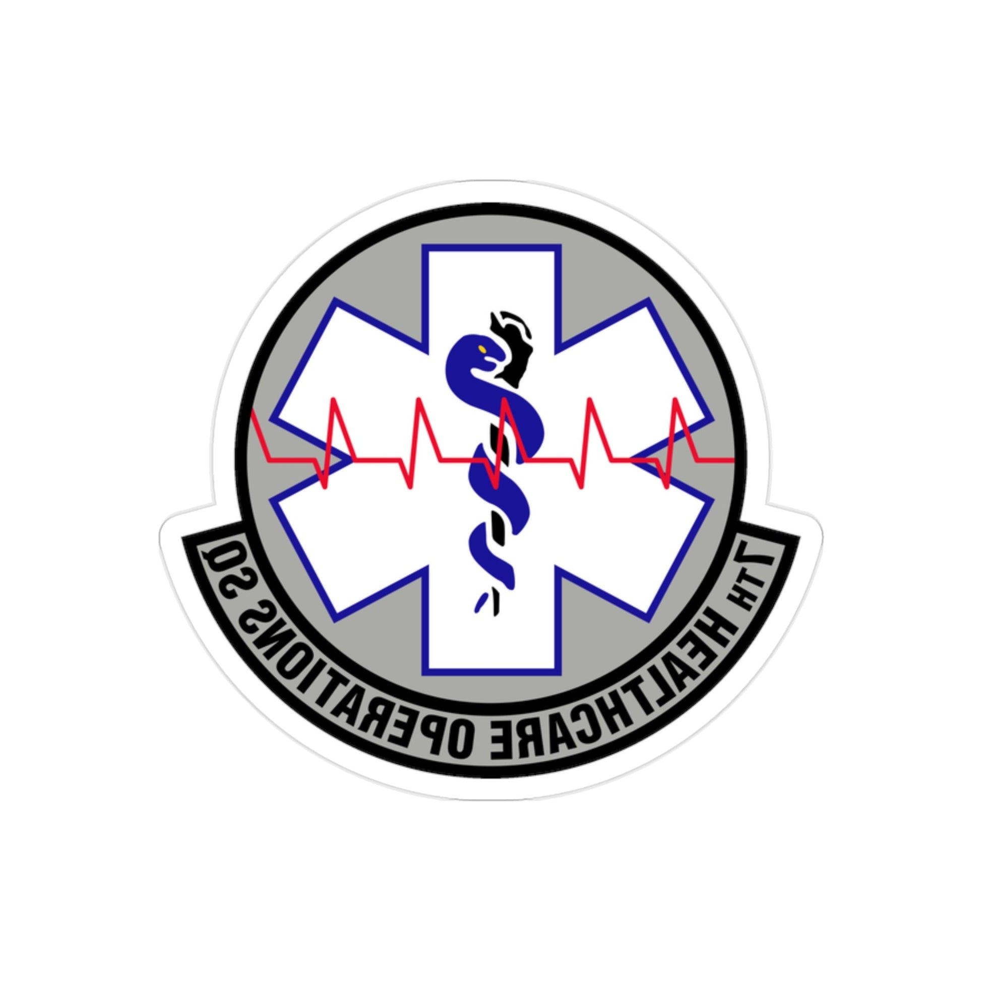 7 Healthcare Operations Squadron AFGSC (U.S. Air Force) REVERSE PRINT Transparent STICKER-2" × 2"-The Sticker Space