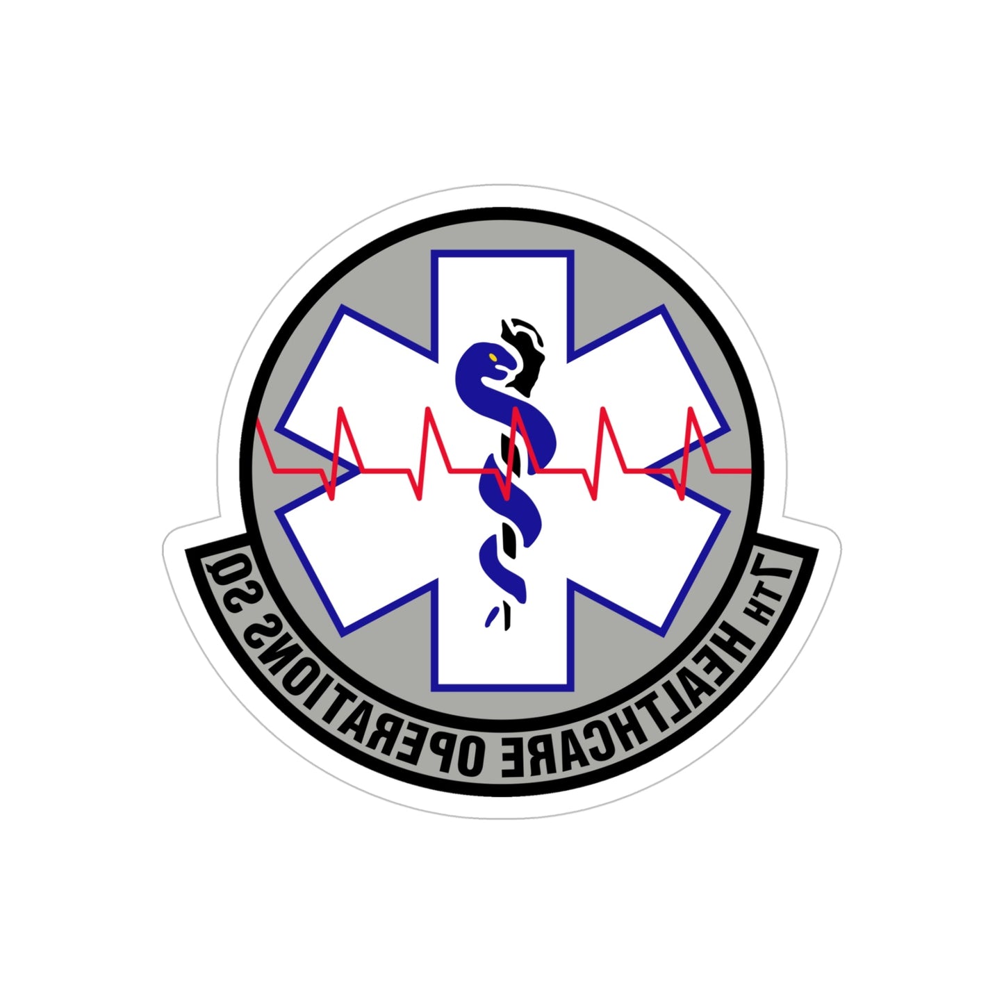 7 Healthcare Operations Squadron AFGSC (U.S. Air Force) REVERSE PRINT Transparent STICKER-5" × 5"-The Sticker Space