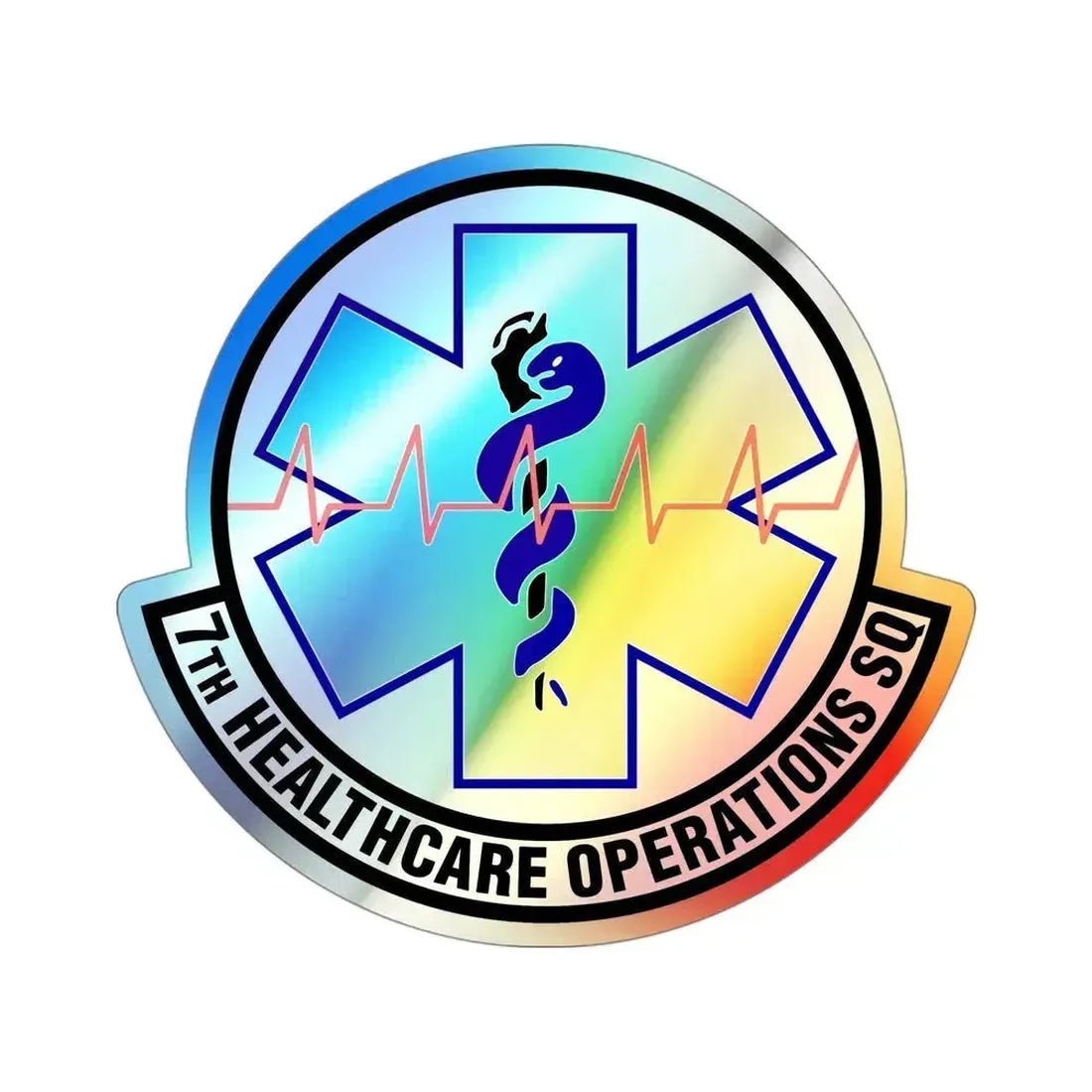 7 Healthcare Operations Squadron AFGSC (U.S. Air Force) Holographic STICKER Die-Cut Vinyl Decal 4 Inch Holographic - The Sticker Space