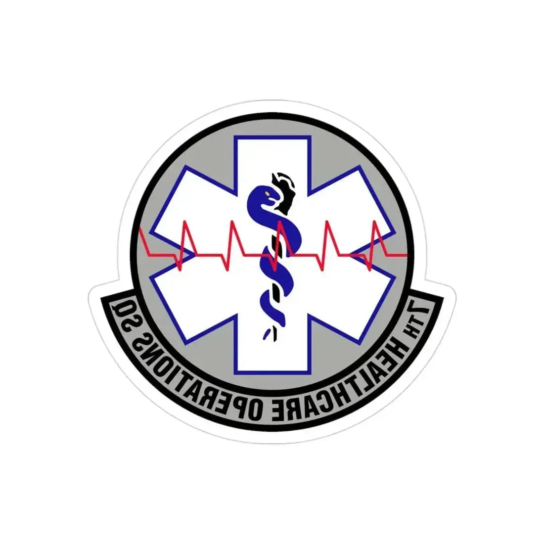 7 Healthcare Operations Squadron AFGSC (U.S. Air Force) REVERSE PRINT Transparent Die-Cut STICKER 3 Inch Die-Cut Transparent - The Sticker Space