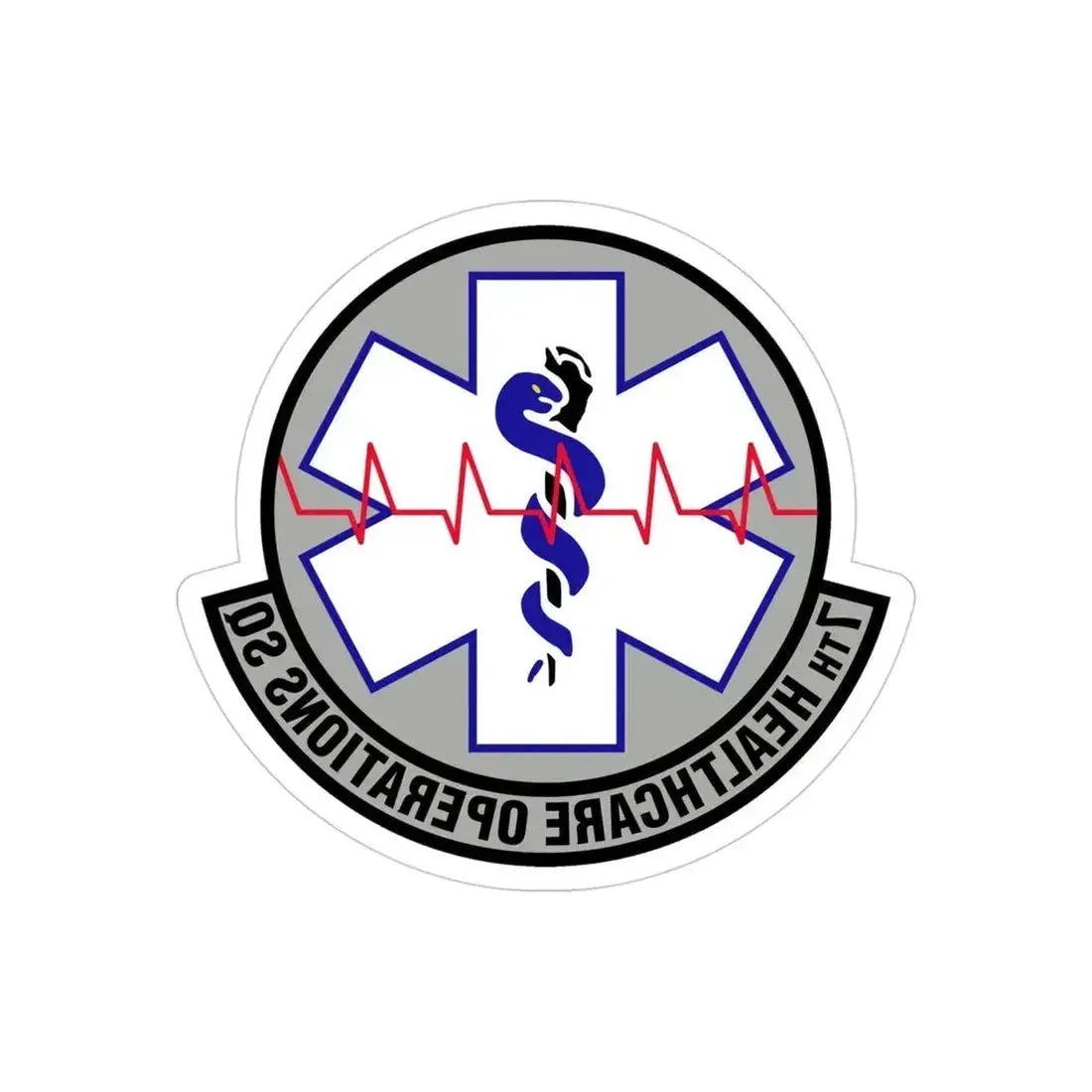 7 Healthcare Operations Squadron AFGSC (U.S. Air Force) REVERSE PRINT Transparent Die-Cut STICKER 4 Inch Die-Cut Transparent - The Sticker Space