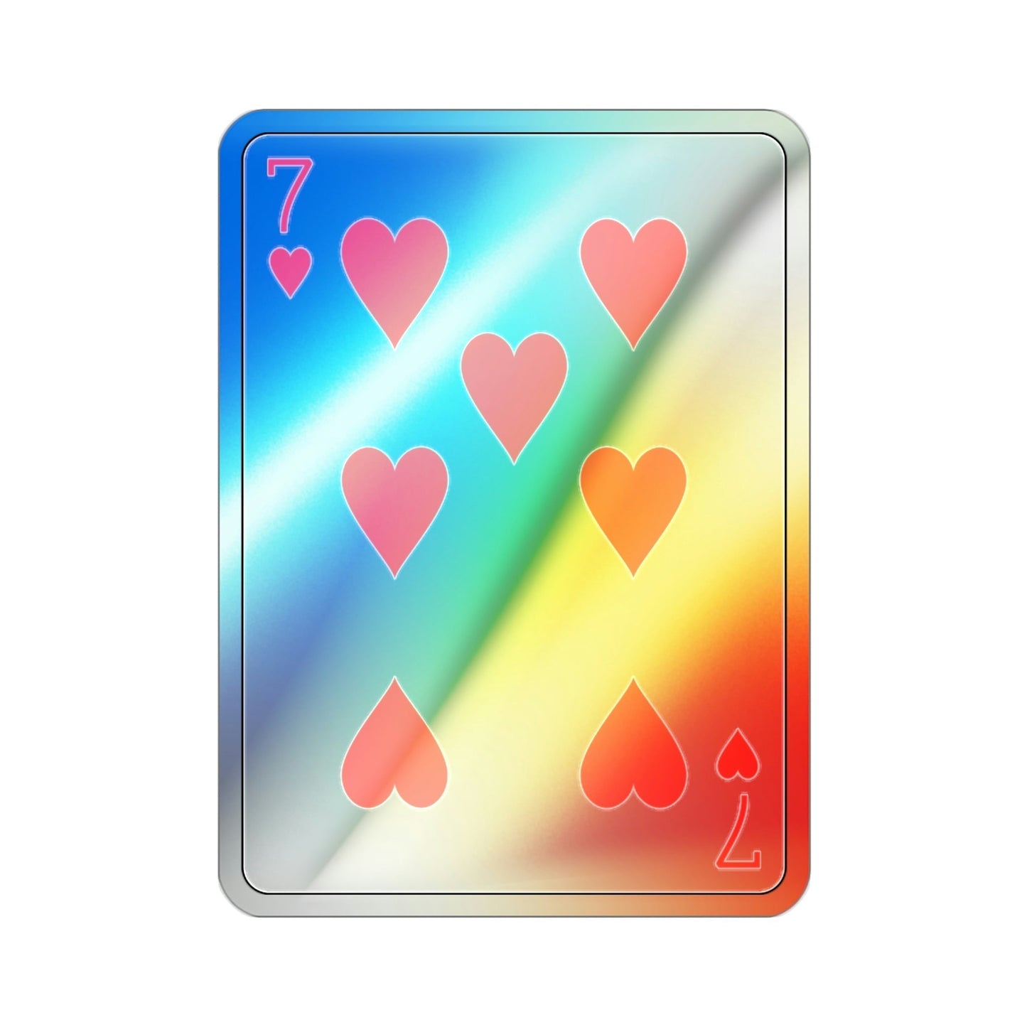 7 of Hearts Playing Card Holographic STICKER Die-Cut Vinyl Decal-2 Inch-The Sticker Space