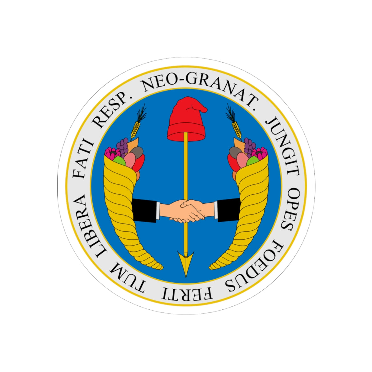 Coat of arms of United Provinces of New Granada - STICKER Vinyl Kiss-Cut Decal