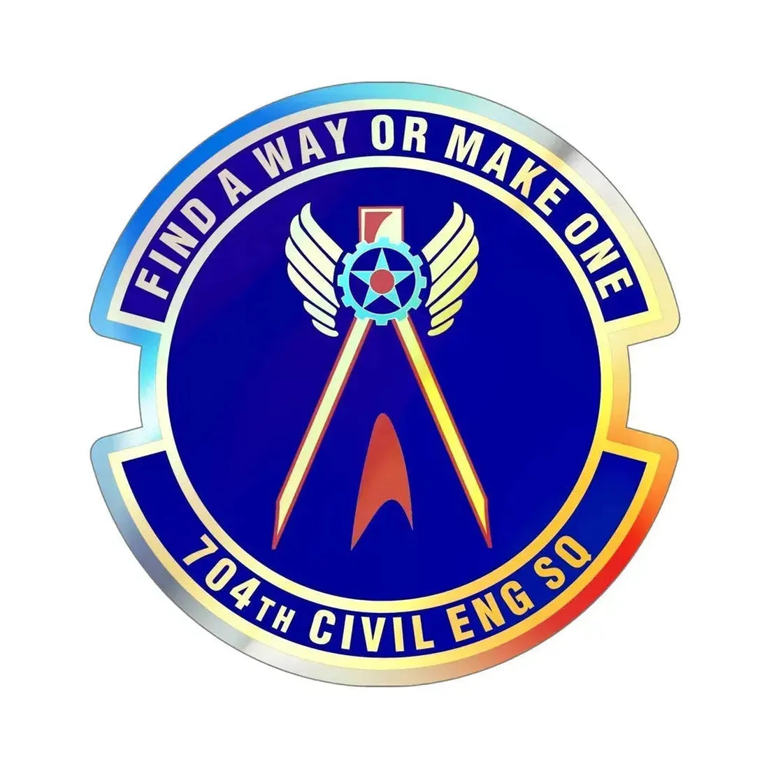 704th Civil Engineer Squadron (U.S. Air Force) Holographic STICKER Die-Cut Vinyl Decal 6 Inch Holographic - The Sticker Space