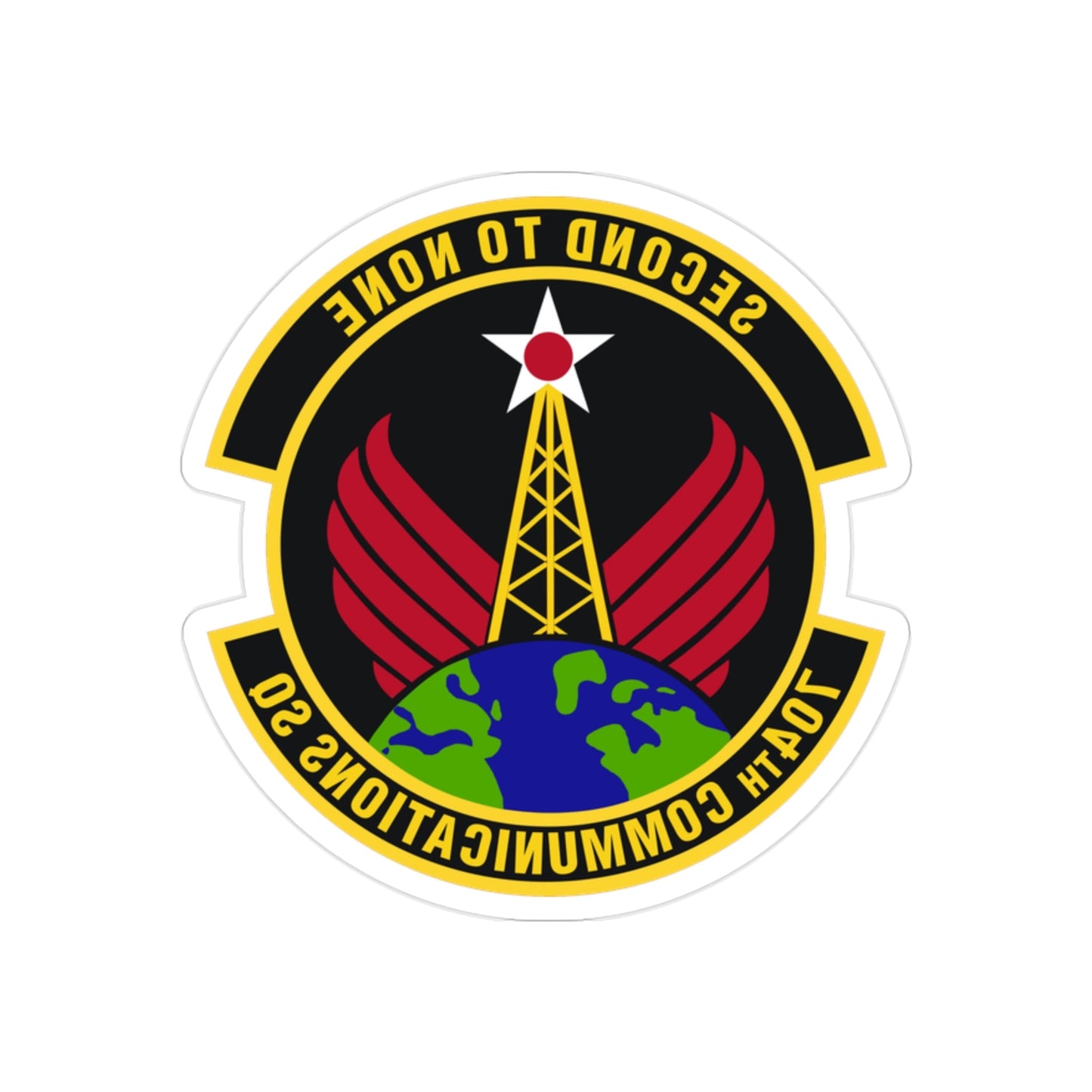 704th Communications Squadron (U.S. Air Force) REVERSE PRINT Transparent STICKER-2" × 2"-The Sticker Space