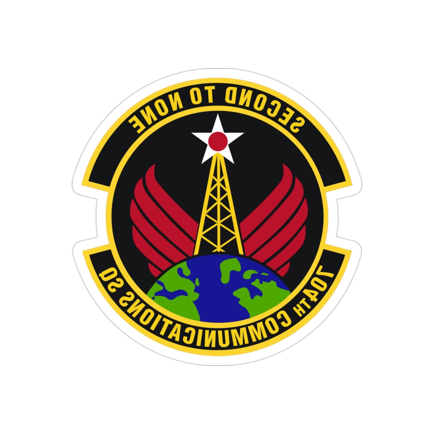 704th Communications Squadron (U.S. Air Force) REVERSE PRINT Transparent STICKER-3" × 3"-The Sticker Space