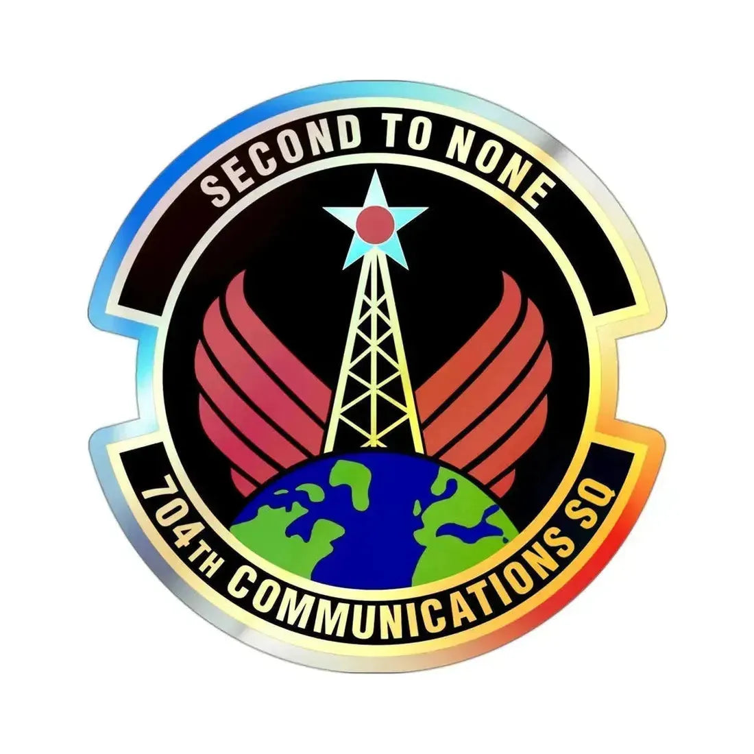 704th Communications Squadron (U.S. Air Force) Holographic STICKER Die-Cut Vinyl Decal 3 Inch Holographic - The Sticker Space
