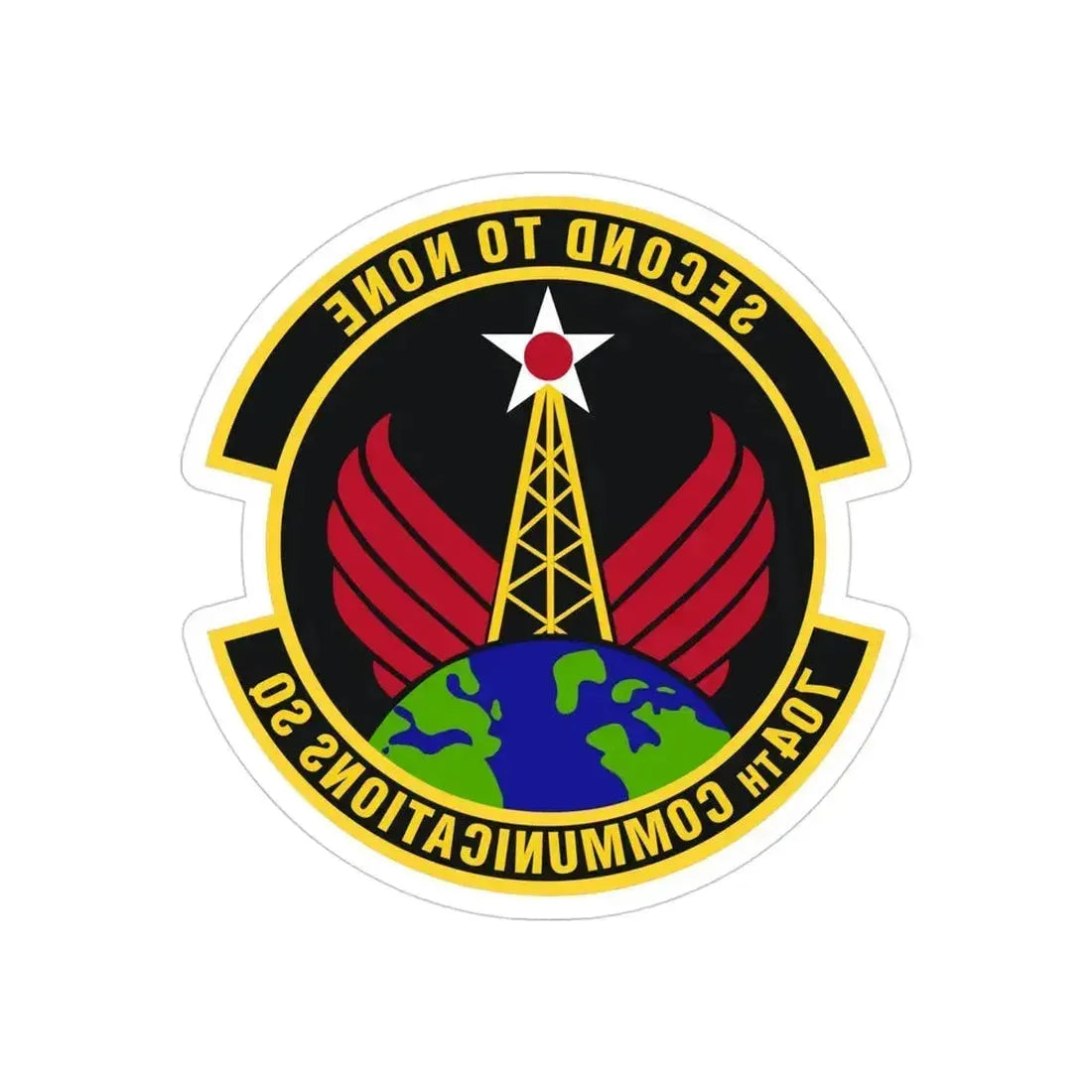 704th Communications Squadron (U.S. Air Force) REVERSE PRINT Transparent Die-Cut STICKER 4 Inch Die-Cut Transparent - The Sticker Space