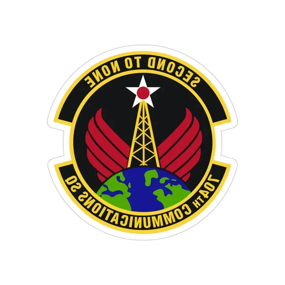 704th Communications Squadron (U.S. Air Force) REVERSE PRINT Transparent Die-Cut STICKER 5 Inch Die-Cut Transparent - The Sticker Space