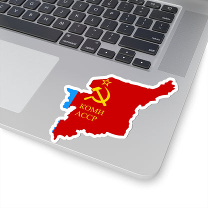 Flag-map of Komi ASSR (Russia) STICKER Vinyl Kiss-Cut Decal