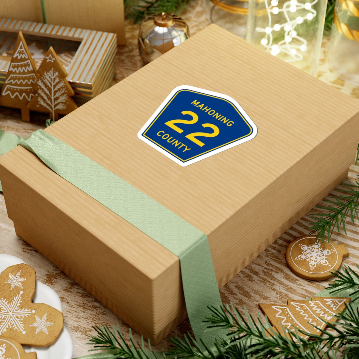 Mahoning County 22 (Ohio) (Road Sign) STICKER Vinyl Kiss-Cut Decal