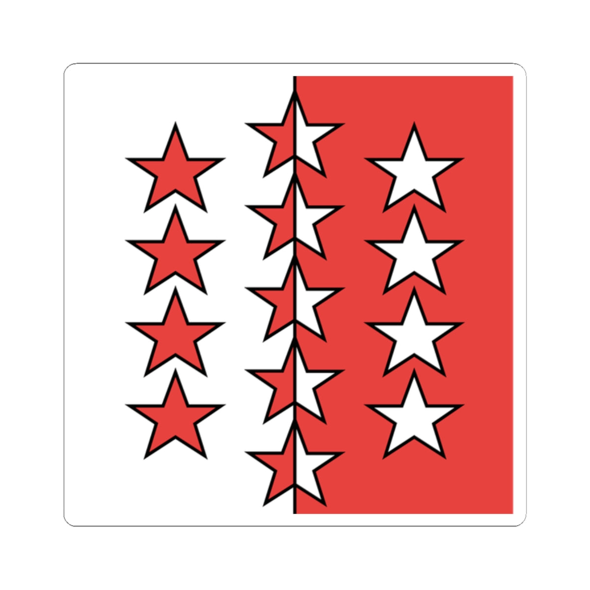 Flag of Canton of Valais (Switzerland) STICKER Vinyl Kiss-Cut Decal