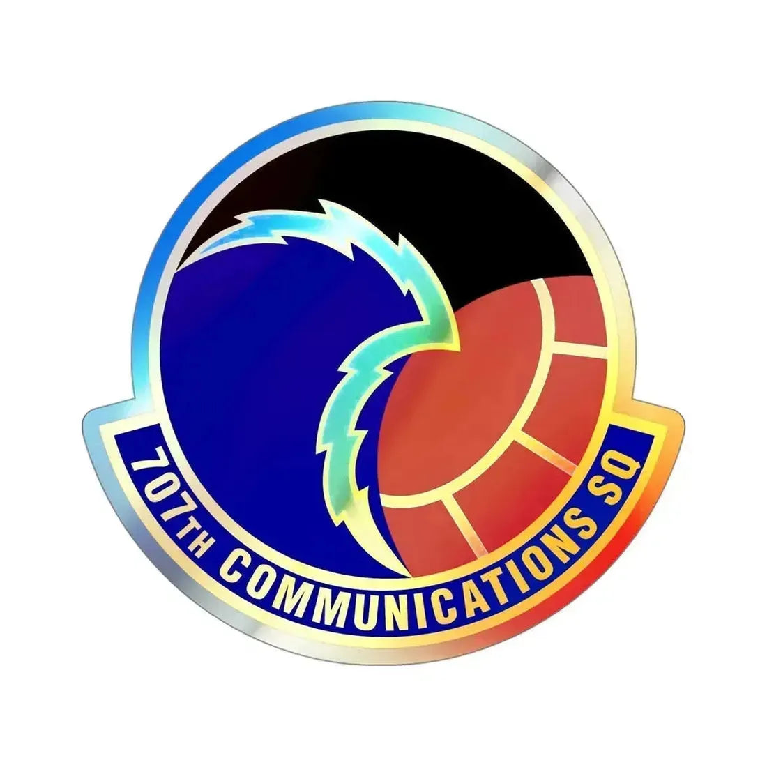 707th Communications Squadron (U.S. Air Force) Holographic STICKER Die-Cut Vinyl Decal 4 Inch Holographic - The Sticker Space