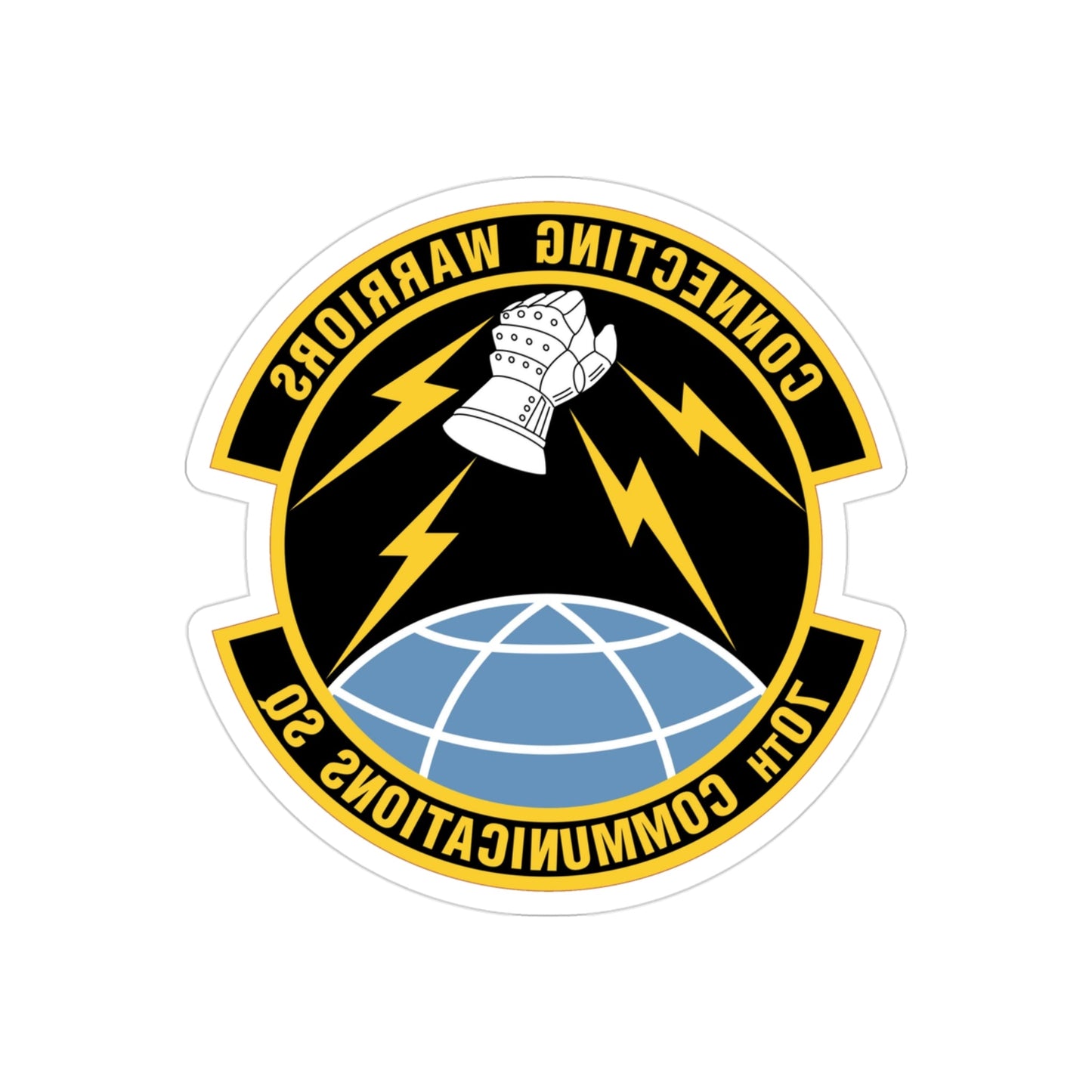 70th Communications Squadron (U.S. Air Force) REVERSE PRINT Transparent STICKER-3" × 3"-The Sticker Space