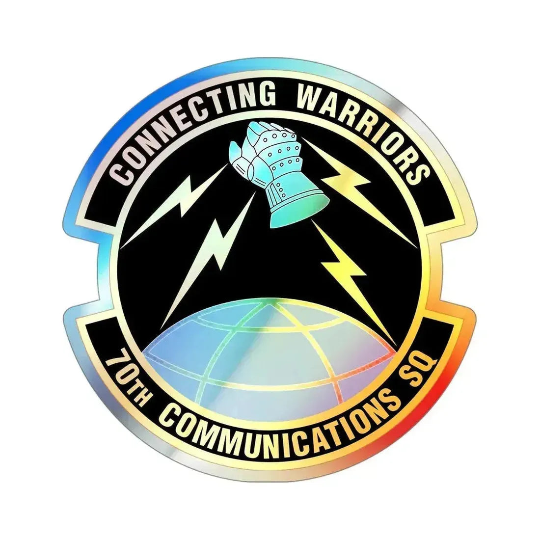 70th Communications Squadron (U.S. Air Force) Holographic STICKER Die-Cut Vinyl Decal 4 Inch Holographic - The Sticker Space