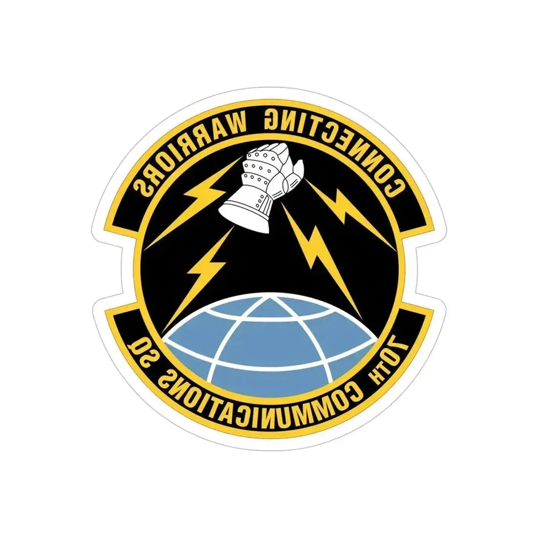 70th Communications Squadron (U.S. Air Force) REVERSE PRINT Transparent Die-Cut STICKER 5 Inch Die-Cut Transparent - The Sticker Space
