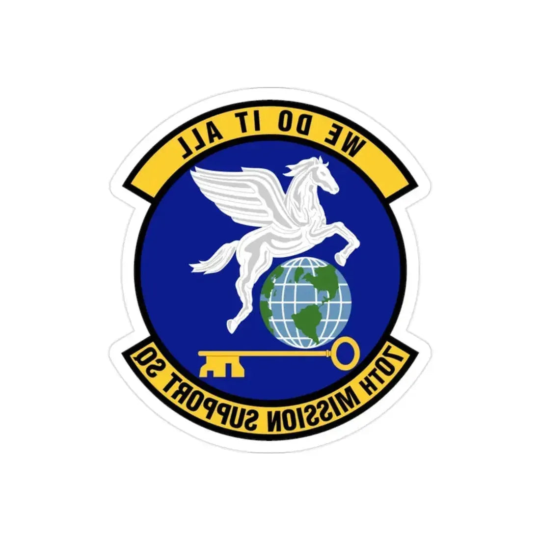 70th Mission Support Squadron (U.S. Air Force) REVERSE PRINT Transparent Die-Cut STICKER 2 Inch Die-Cut Transparent - The Sticker Space