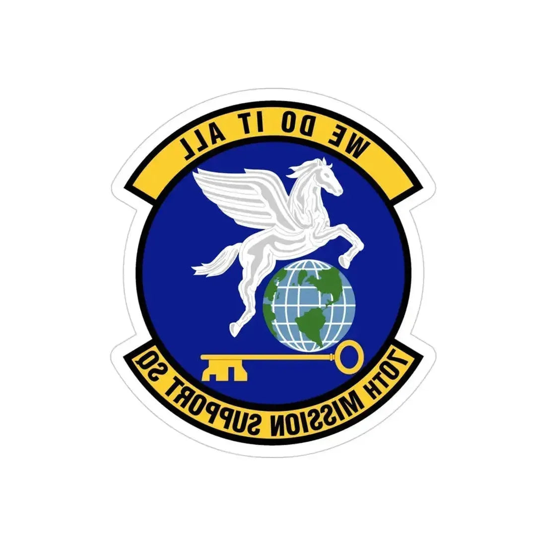 70th Mission Support Squadron (U.S. Air Force) REVERSE PRINT Transparent Die-Cut STICKER 4 Inch Die-Cut Transparent - The Sticker Space