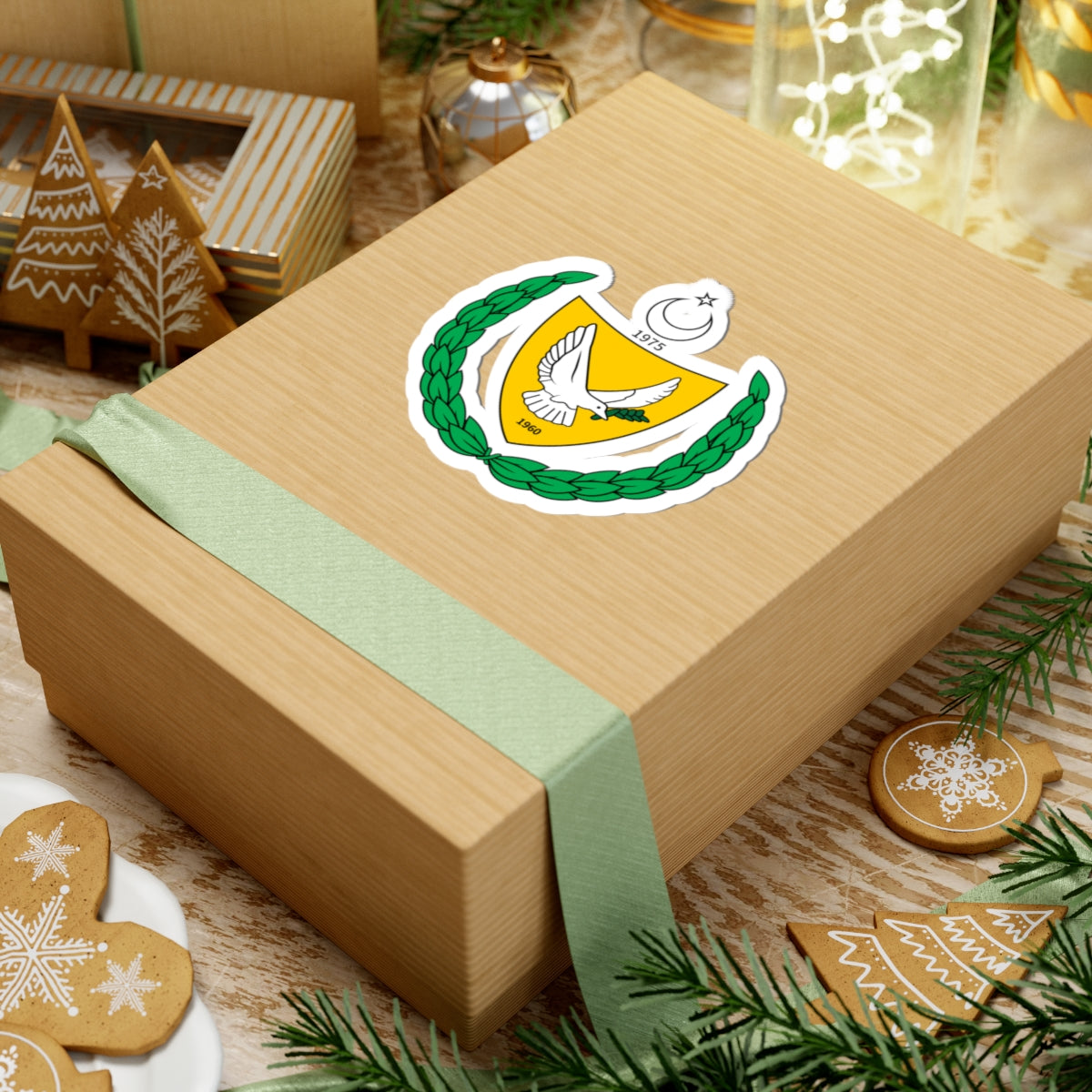 Coat of arms of the Turkish Federated State of Cyprus - STICKER Vinyl Kiss-Cut Decal