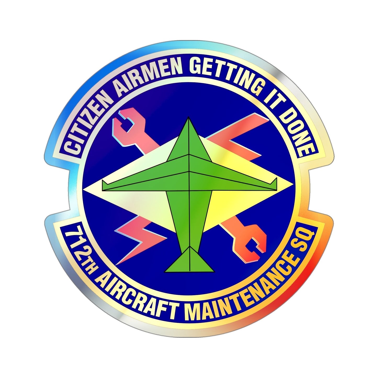 712th Aircraft Maintenance Squadron (U.S. Air Force) Holographic STICKER Die-Cut Vinyl Decal-4 Inch-The Sticker Space