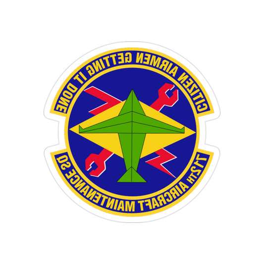 712th Aircraft Maintenance Squadron (U.S. Air Force) REVERSE PRINT Transparent STICKER-2" × 2"-The Sticker Space