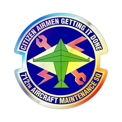 712th Aircraft Maintenance Squadron (U.S. Air Force) Holographic STICKER Die-Cut Vinyl Decal 3 Inch Holographic - The Sticker Space