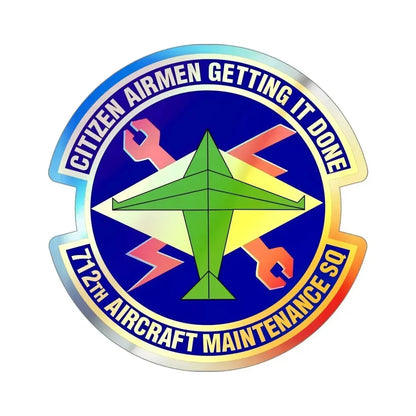 712th Aircraft Maintenance Squadron (U.S. Air Force) Holographic STICKER Die-Cut Vinyl Decal 4 Inch Holographic - The Sticker Space