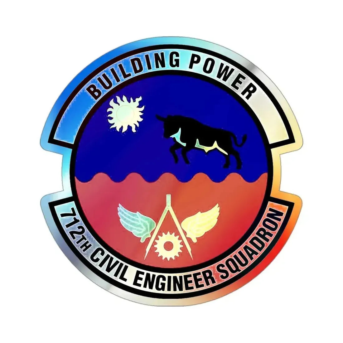 712th Civil Engineer Squadron (U.S. Air Force) Holographic STICKER Die-Cut Vinyl Decal 3 Inch Holographic - The Sticker Space