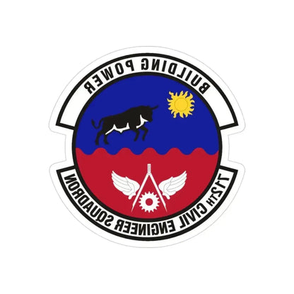 712th Civil Engineer Squadron (U.S. Air Force) REVERSE PRINT Transparent Die-Cut STICKER 3 Inch Die-Cut Transparent - The Sticker Space