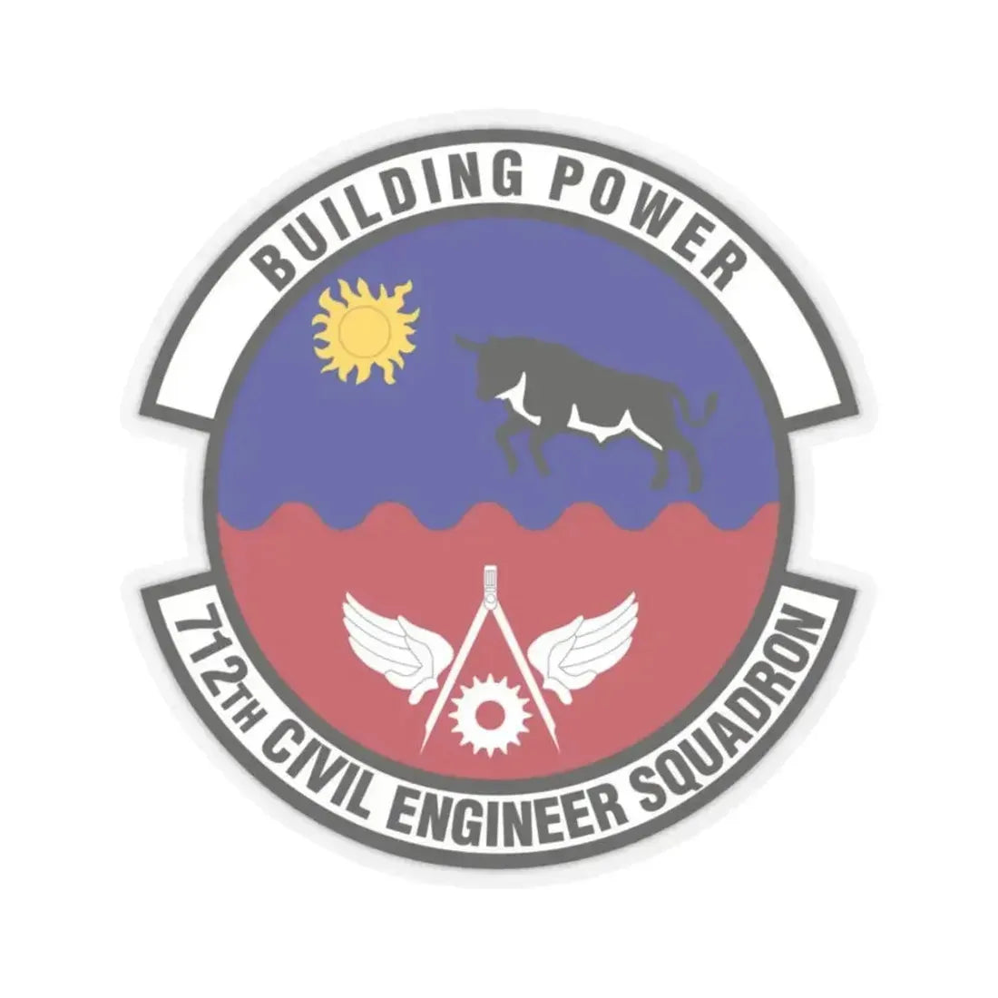 712th Civil Engineer Squadron (U.S. Air Force) STICKER Vinyl Kiss-Cut Decal 3 Inch Transparent - The Sticker Space