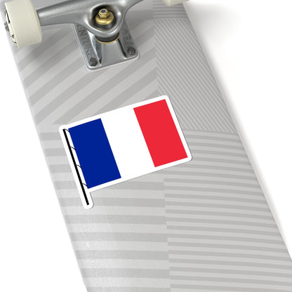 Flag of France on staff hoist left (France) STICKER Vinyl Kiss-Cut Decal