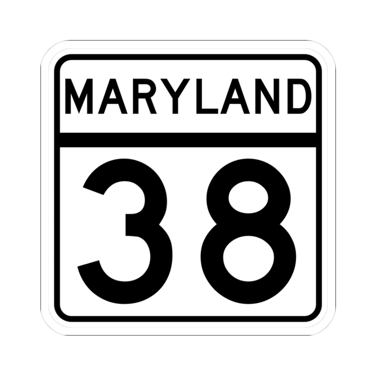 MD Route 38 (Maryland) (Road Sign) STICKER Vinyl Kiss-Cut Decal