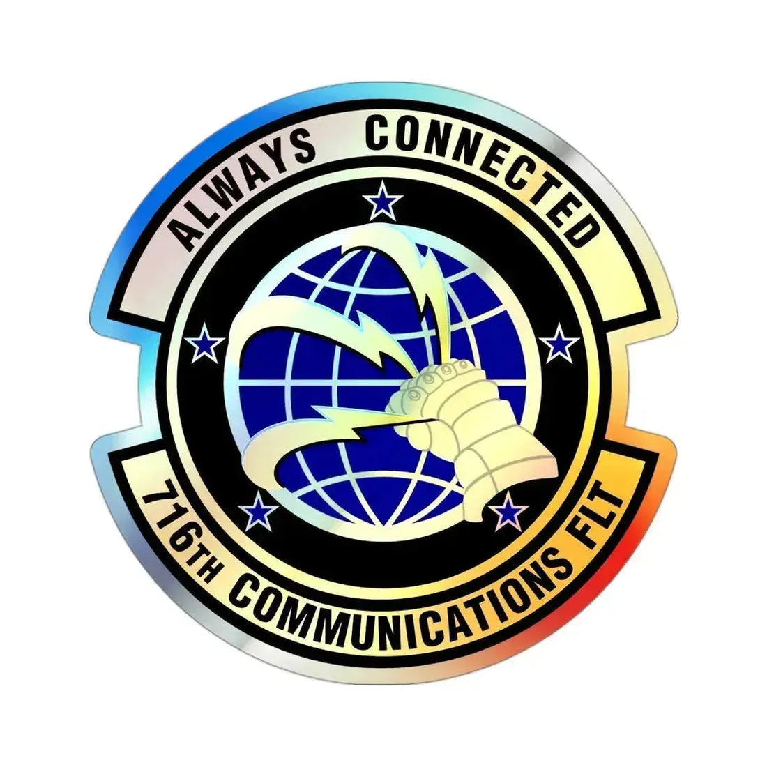 716th Communications Flight (U.S. Air Force) Holographic STICKER Die-Cut Vinyl Decal 3 Inch Holographic - The Sticker Space