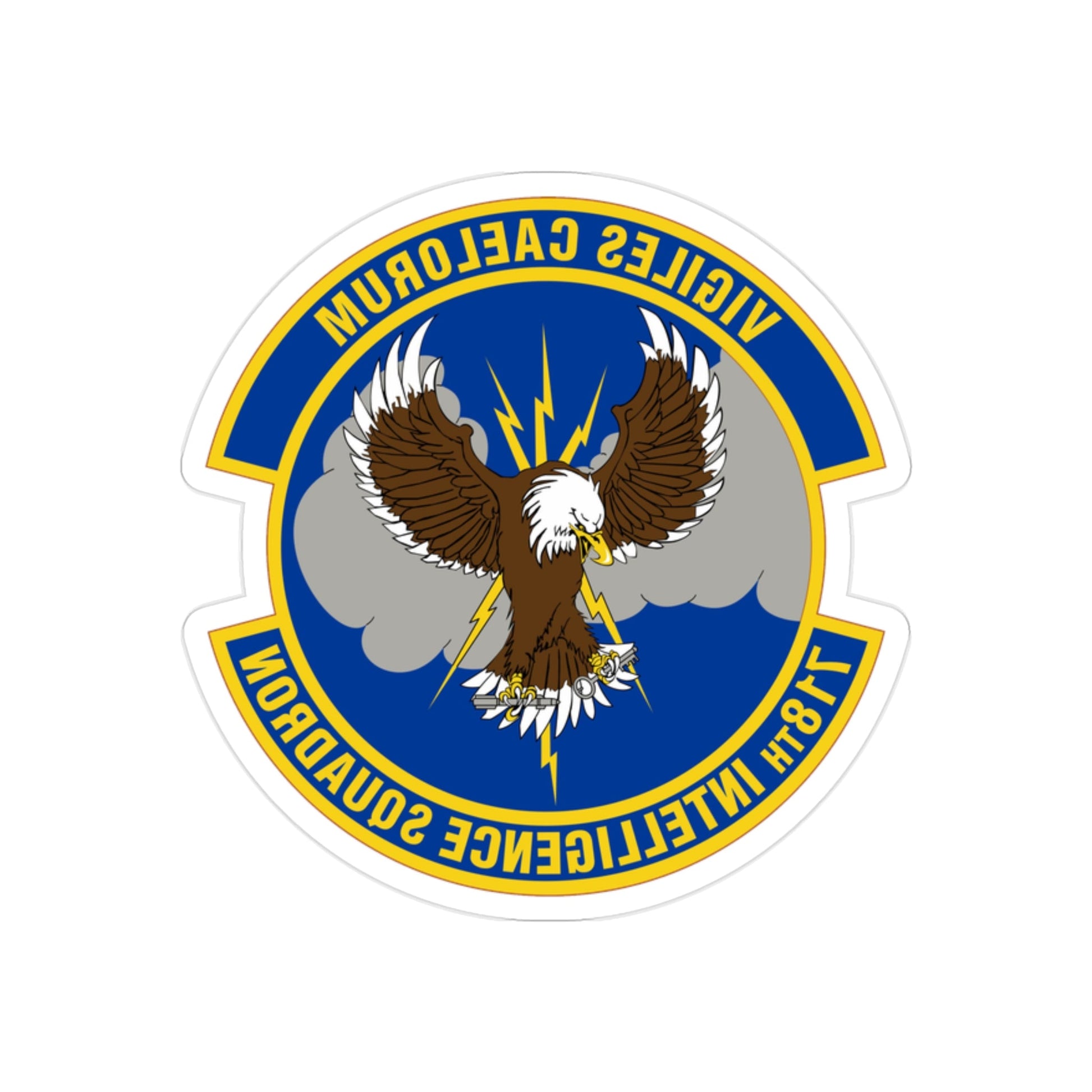 718 Intelligence Sq AFRC (U.S. Air Force) REVERSE PRINT Transparent STICKER-2" × 2"-The Sticker Space